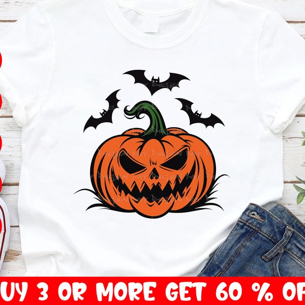 Halloween Pumpkin SVG, Scary Pumpkin Face Svg, Funny Halloween Shirt, Jack O Lantern Svg, Files For Cricut, Png Sublimation Designs Download