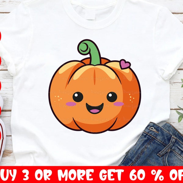 Halloween Pumpkin SVG, Cute Pumpkin Face Svg, Kawaii Halloween Shirt, Jack O Lantern Svg, Files For Cricut, Sublimation Designs Download