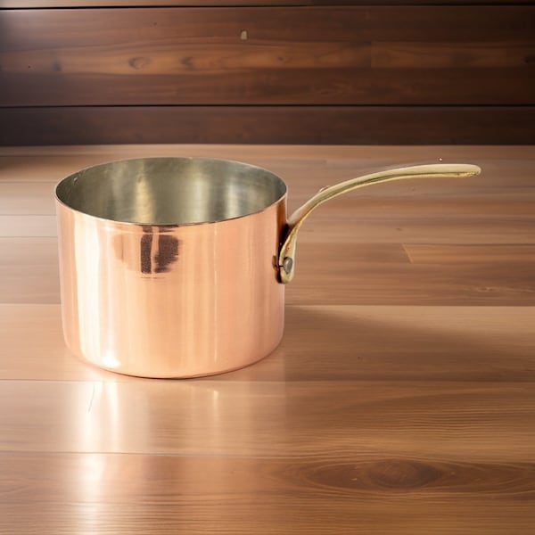 Small Copper SaucePan , Chef's Sauce Pan, Hammered Copper Pan