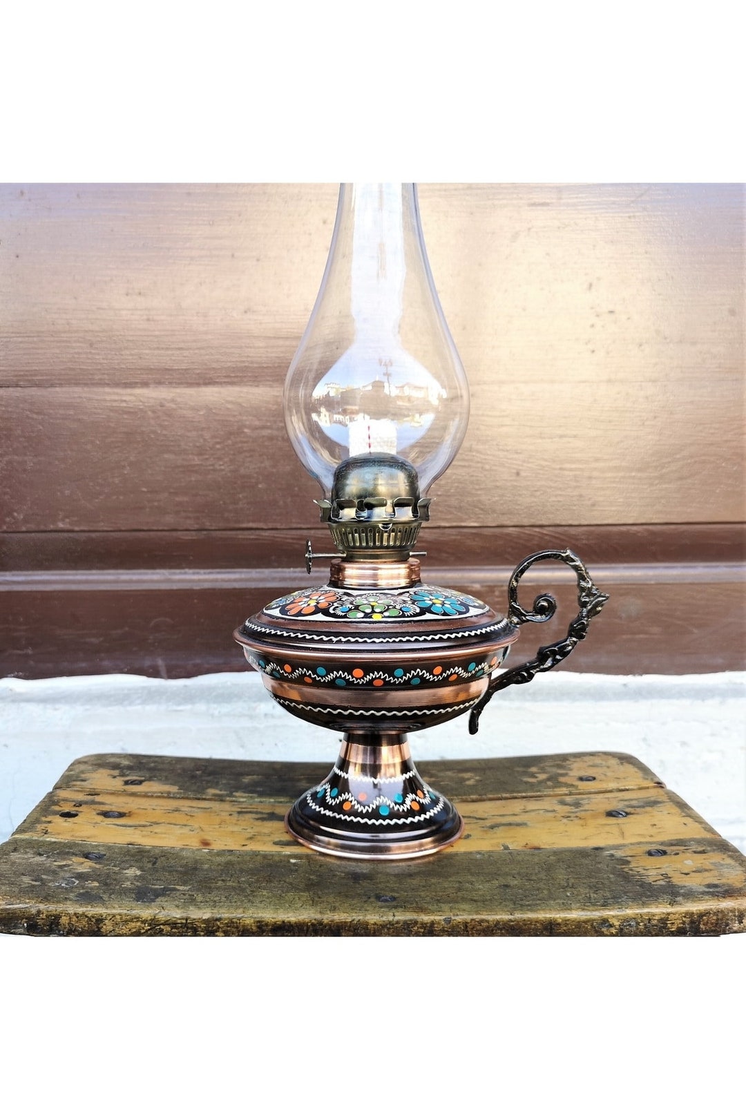 Kerosene Oil Lamp Vintage Copper Oil Lamp Decorative Floral Etsy