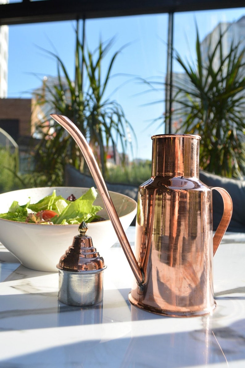 Copper Olive Oil Bottle, Oil Dropper Bottle, Pure Copper Oil Cruet, Handmade Oil Dispenser image 6