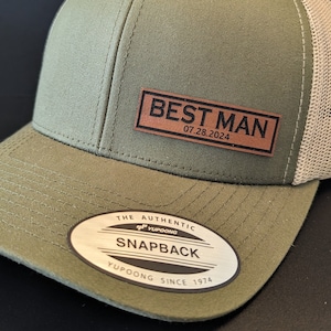 Best man Hat, Personalized Wedding Party Hats, Wedding Date Hat Gift, Wedding Day, Best man Gift, , Patch Hat, Patch Snapback Cap
