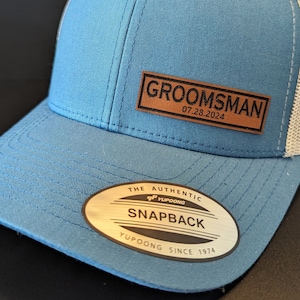 Groomsman Hat, Personalized Wedding Party Hats, Wedding Date Hat, Wedding Day, Groomsman Gift, Wedding Gift, Patch Hat, Patch Snapback Cap
