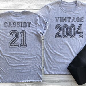Vintage 21st Birthday Shirt, Vintage 2004 Tee with Custom Name Celebration Gift Adult, Ladies and Youth Tshirt, Personalized