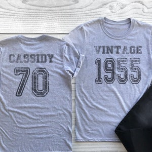 Vintage 70th Birthday Shirt, Vintage 1955 Tee with Custom Name Celebration Gift Adult, Ladies and Youth Tshirt, Personalized