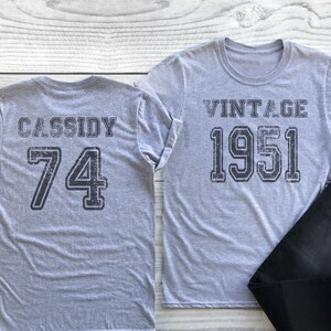 Vintage 74th Birthday Shirt, Vintage 1951 Tee with Custom Name Celebration Gift Adult, Ladies and Youth Tshirt, Personalized