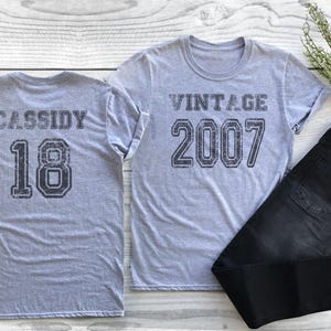 Vintage 18th Birthday Shirt, Vintage 2007 Tee with Custom Name Celebration Gift Adult, Ladies and Youth Tshirt, Personalized