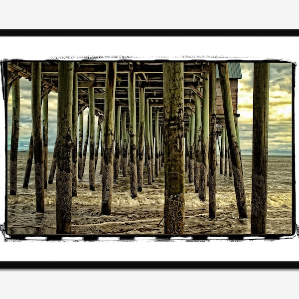 Fine Art Photography Print _ Maine, Old Orchard Beach Pier Pylons Home Decor Wall Art