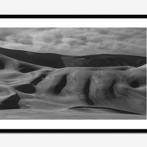Fine Art Photography Print - Black and White Sand Dune Mojave Desert Framed and Mounted or Rolled Canvas Wall Art Home Decor