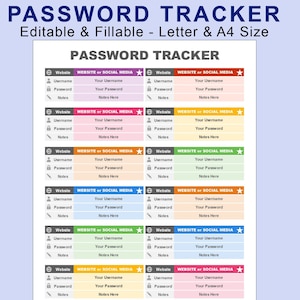 EXCEL Password Tracker Spreadsheet Template. Password Book. Password Keeper. Password Log. Password Organizer. Password Schedule Template.