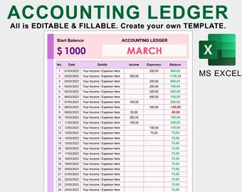 Accounting Template,Accounting Ledger,Printable Ledger,Business Ledger,Expense Tracker,Printable Accounting,General Ledger,Expenses Ledger.