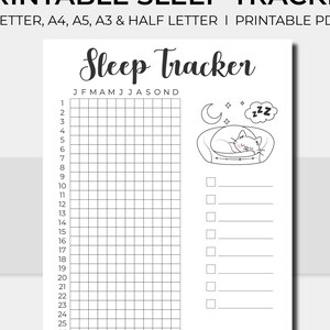 Sleep Tracker Printable, Monthly Sleep Tracker Planner Printable PDF, Printable Sleep Log, Sleep Tracker Sheet, Sleep Hour Tracker