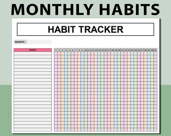 Monthly Habit Tracker Printable,Weekly Habit Tracker Printable,Daily Habit Printable, Habit Takcer Colorful Pastel,PDF Printable.