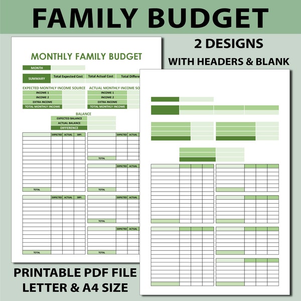 Family Budget Planner Printable, Home Budget Plan,House Budget Planning,Budget Binder,Budget Journal,Budget Plan,Budget Template.