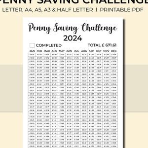 Printable Penny Savings Tracker 2024, Penny Saving Tracker, Monthly Penny Savings, Penny Challenge, Money Tracker, PDF Printable