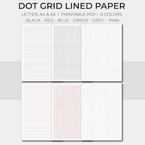 Printable Dot Grid Paper, Lined Paper, Graph Paper, Notebook Paper, Dotted Paper, Planner Essential, A5, A4, Letter Size, PDF Planner pages