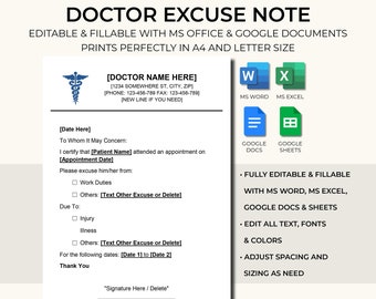 Doctor Excuse Template | Doctor Excuse Work | Doctor Excuse Letter | Doctor Note For Work | Doctor Patient Excuse | Doctor Notes