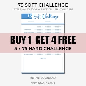 75 Soft Easy Challenge Daily Tracker | Habit Tracker | 75 Soft Template | 75 Challenge | 75 Soft Tracker | 75Soft | Soft Challenge