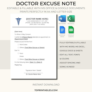 Modèle d&#39;excuse de médecin | Docteur Excuse Travail | Lettre d&#39;excuse du médecin | Note du médecin pour le travail | Excuse médecin patient | Notes du médecin