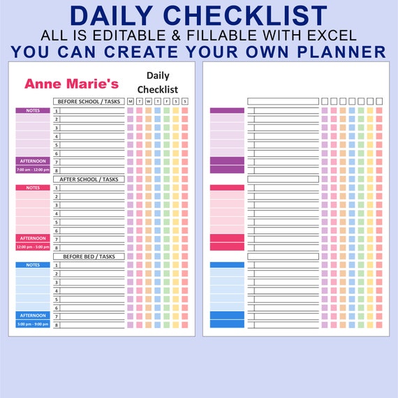 Excel Spreadsheet Checklist Templates