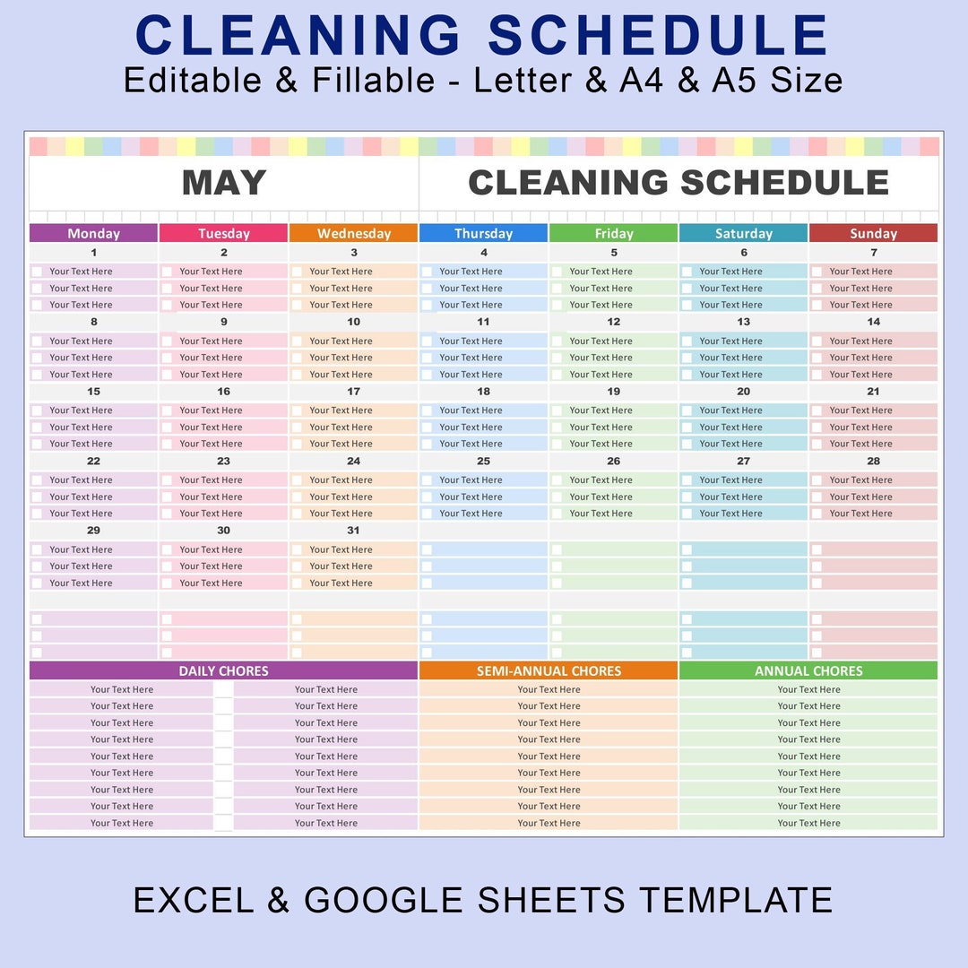 Editable Cleaning Schedule. Printable to Do List Clean Planner Template Editable Cleaning Schedule. Printable to Do List Clean Planner Template
