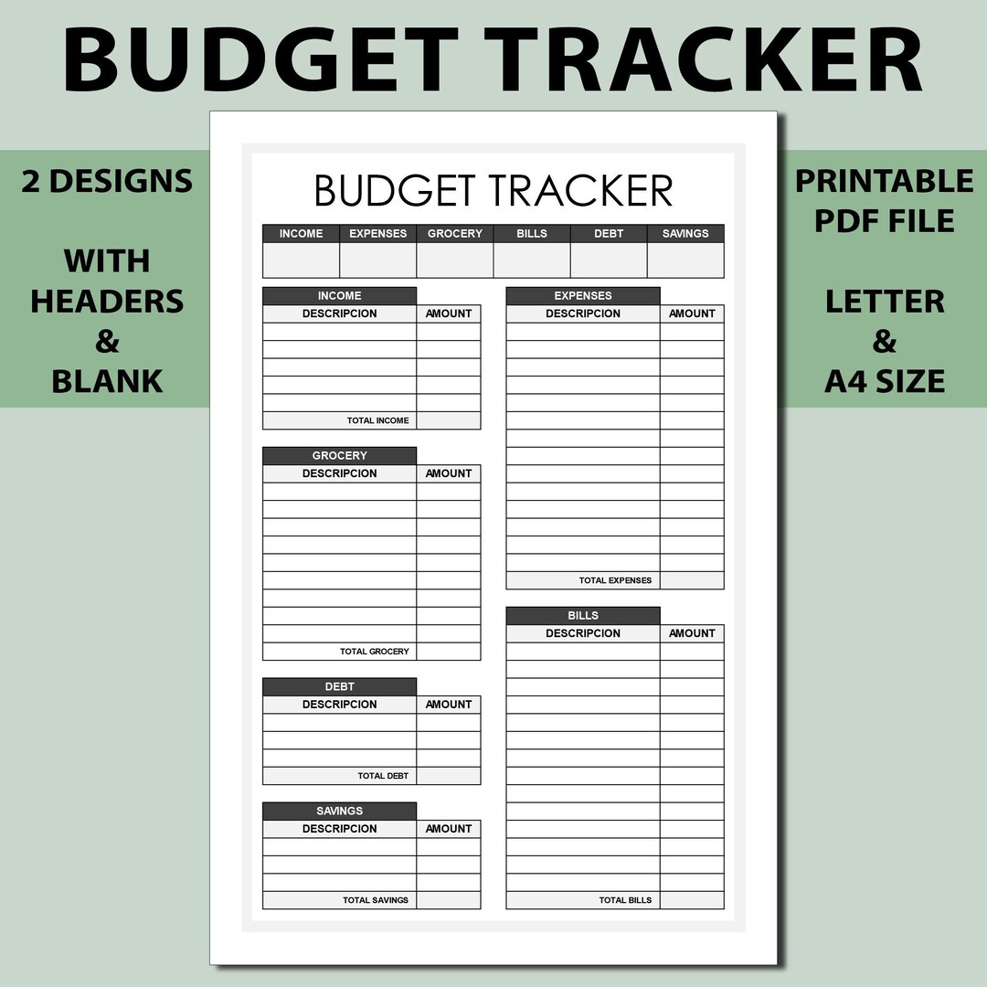 Monthly Budget Planner Template: Black, Grey and White Colors. Simple ...