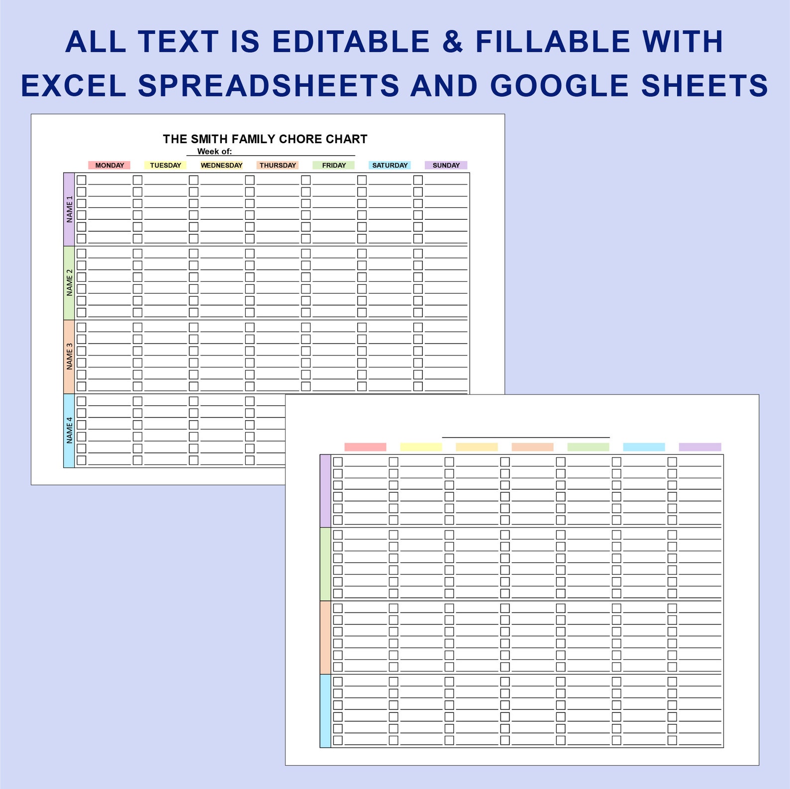 Weekly Family Planner Printable Editable Fillable. Family Schedule ...