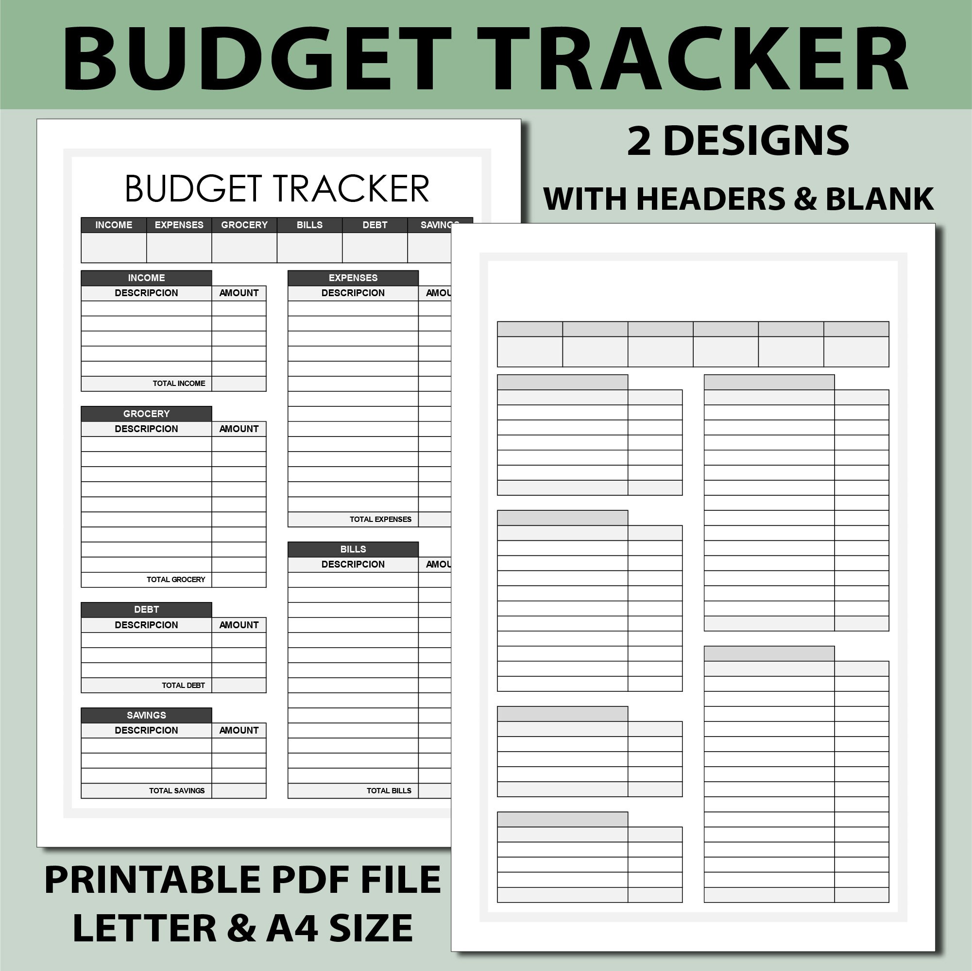 Monthly Budget Planner Template: Black, Grey and White Colors. Simple ...