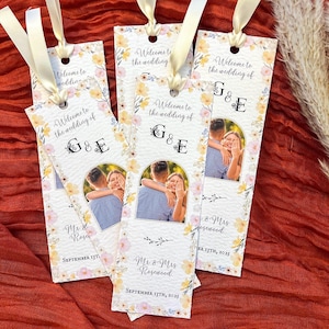 Marque-page cadeau de mariage carte de remerciement avec photo, cadeau de mariage, marque-page personnalisé pour le cadre de table, papeterie sur mesure