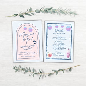 Mamma Mia Dancing Queen, Hen Bachelorette Party Invitation Itinerary, Canva Template, Fully Editable Printable, Digital Download Invite Card