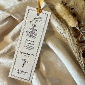Save the Date Lesezeichen Hochzeitseinladungen, personalisierte moderne Karte, kundenspezifisches Gastgeschenk, einzigartiges Hochzeits-Briefpapier & Andenken