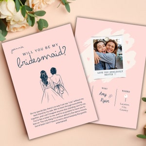 Custom Bridesmaid Proposal Card, Will you be my bridesmaid, Proposal Card with Picture, Maid of Honour Card - Printable Instant download