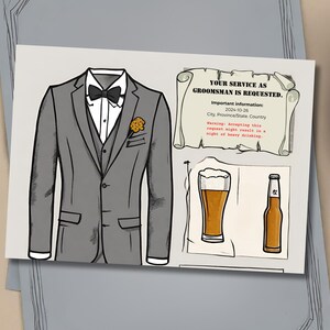 Groomsmen Wedding Proposal Card, Editable Template Digital download, Chic Rustic Groomsman Proposal Card