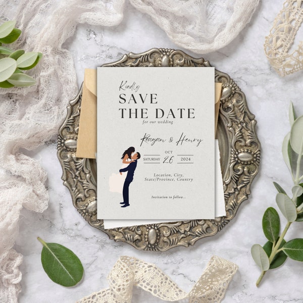 Romantic and Charming Wedding Save the Date, Instant Download, Rustic Modern Minimalist Wedding Invitation, Made to Order Digital Invitation