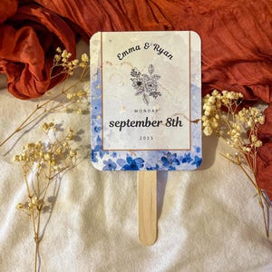 Rustic Wedding Hand Fan, Wedding Paddle Fans, Customisable, Personalized Favor, Minimal Wedding Itinerary Fan, Custom Wedding Program Fan