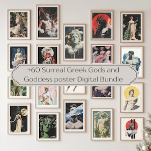 60+ Surreal Greek Gods and Goddesses Poster Digital Bundle | Greek myth | God and goddesses | Greek god and goddesses poster | Printables