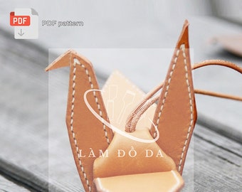 DIY Grue en cuir origami, modèle PDF pour grue en cuir, ornements suspendus en cuir pour décoration de voiture, grue décorative en cuir par Lamdoda