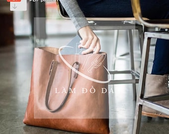 Basic Leather Tote Bag PDF Template, Simple Leather Tote Bag Pattern, Shopping Bag Pattern, Tote Bag PDF DIY by Lamdoda with tutorial