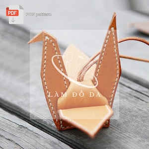 DIY Leather Origami Crane, PDF pattern for Leather Crane, Hanging Leather Ornaments for Car Decoration, Decorative Leather Crane by Lamdoda