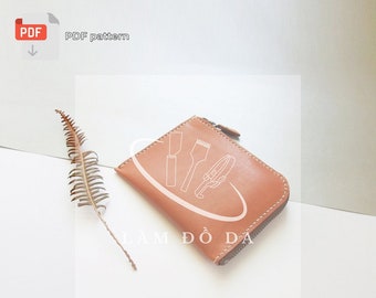 Leather Wallet with Coin Pocket PDF Pattern, Zipper Closed Leather Wallet with Coin Pocket Pattern, Leather coin purse pattern / no tutorial