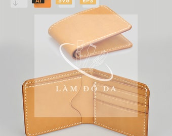 Leather Bifold Wallet Pattern Set for LASER cutting - Laser Ready Files (Ai, Pdf, Eps, Svg), Leather Wallet Pattern by Lamdoda / no tutorial