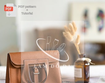 Top Handle Crossbody Bag Pattern, Women Bag Pattern, Handbag PDF pattern with tutorial, DIY Leathercraft Pattern and instruction by LAMDODA