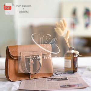 Umhängetasche Schnittmuster, Frauen Tasche Schnittmuster, Handtasche PDF Schnittmuster mit Tutorial, DIY Leathercraft Schnittmuster und Anleitung von LAMDODA