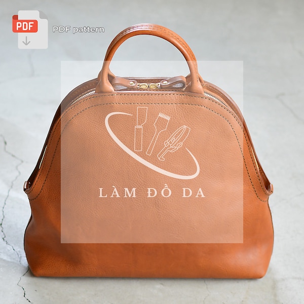 Leren draagtas PDF-patroon, leren draagtas met ritspatroon, boodschappentaspatroon, handvat Tote Bag patroonsjabloon DIY *geen tutorial*