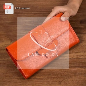 Patrón PDF billetera larga con cremallera, Patrón billetera larga bifold, Patrón billetera larga mujer, Patrón clutch cuero *sin tutorial*