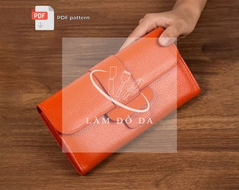 Long wallet with zipper PDF Pattern, Long Bifold wallet Pattern, Women Long Wallet Pattern, Leather Clutch Pattern *no tutorial*