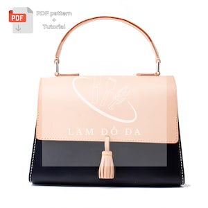 Lederhandtasche PDF Muster, Top Griff Taschenmuster, Frauen handgemachtes Muster, Leder DIY, Einkaufstaschen-Muster, Taschenmuster mit Anleitung