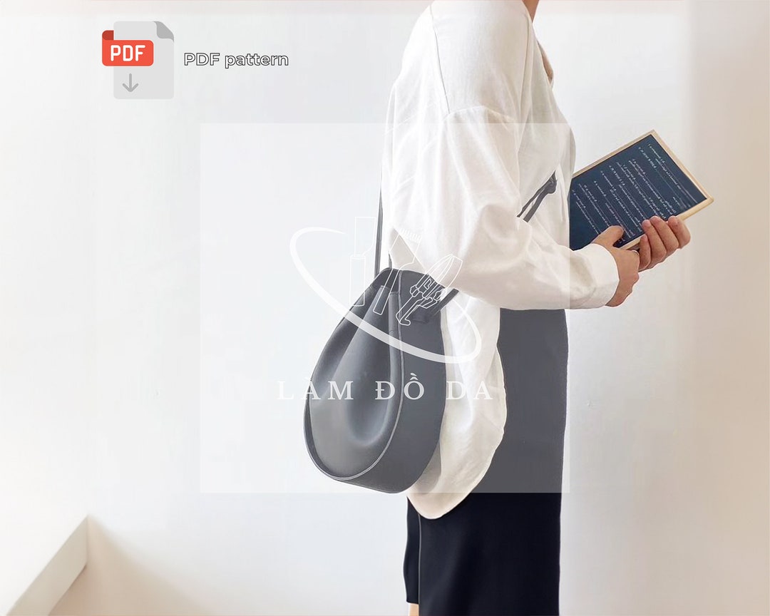 PDF Leather Drawstring Pouch Pattern, Leather BUCKET Hand Bag Pattern
