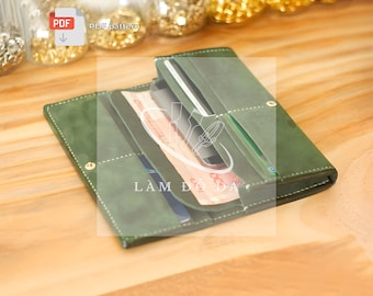 Long wallet PDF Pattern, Men Long Bifold wallet Pattern, Leather Long Wallet Pattern, DIY Leathercraft Pattern by Lamdoda **NO tutorial**