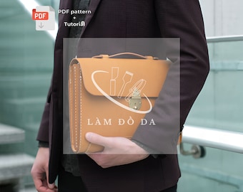 Leather Clutch PDF Pattern with Instruction, Business Bag Pattern, Leather Messenger Bag Pattern, Briefcase Pattern, Laptop Bag Pattern